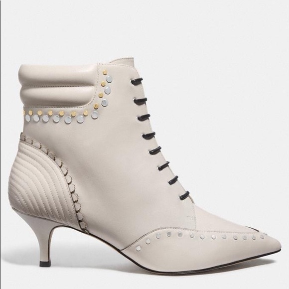 Coach X Tabitha Simmons Jaden Lace Up Booties in Chalk, Size 5 - Picture 2 of 13